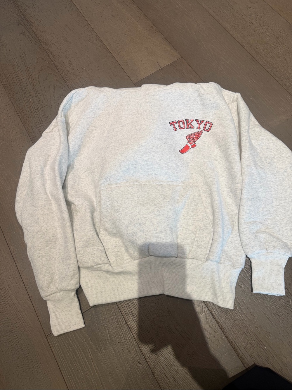 Tokyo Crewneck Sweatshirt - Light Gray with Red Graphic